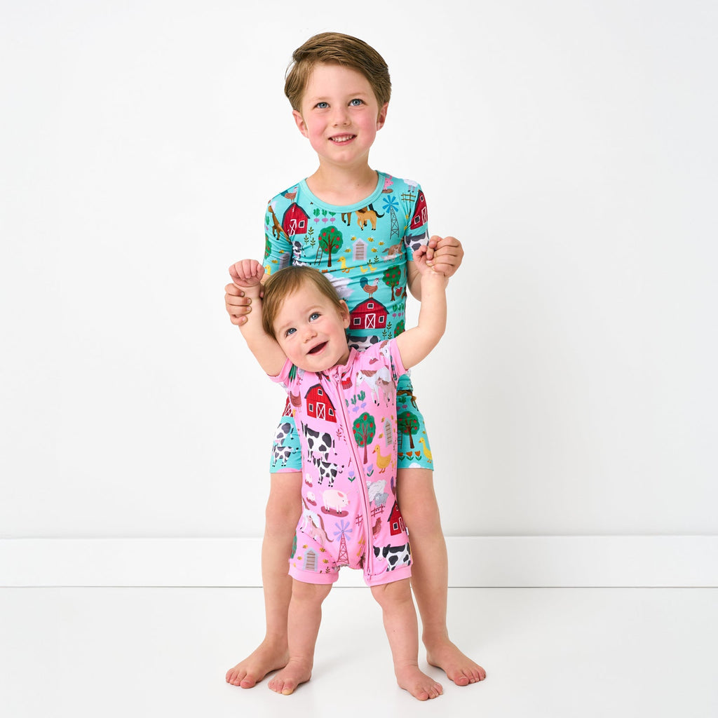 Blue Farm Fam Two-Piece Short Sleeve & Shorts Pajama Set
