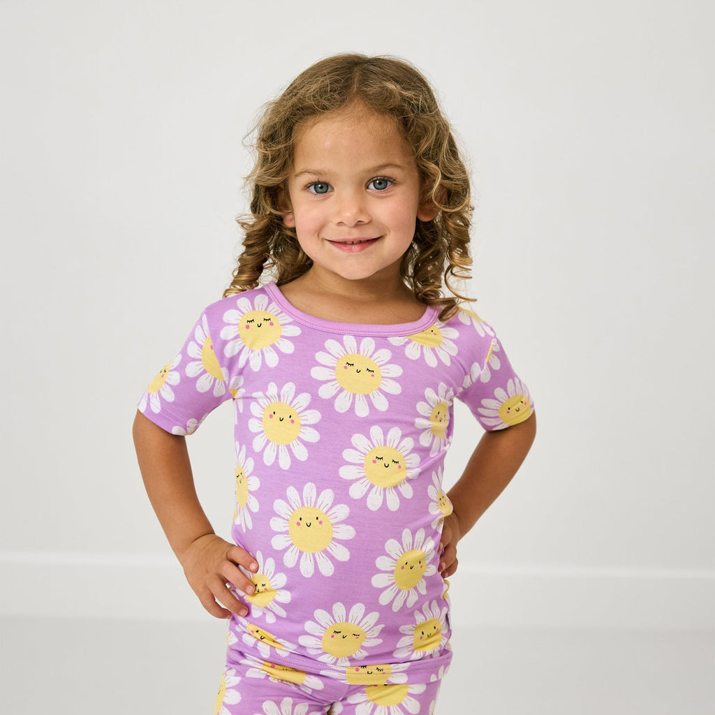 Flower Power Two-Piece Short Sleeve & Shorts Pajama Set